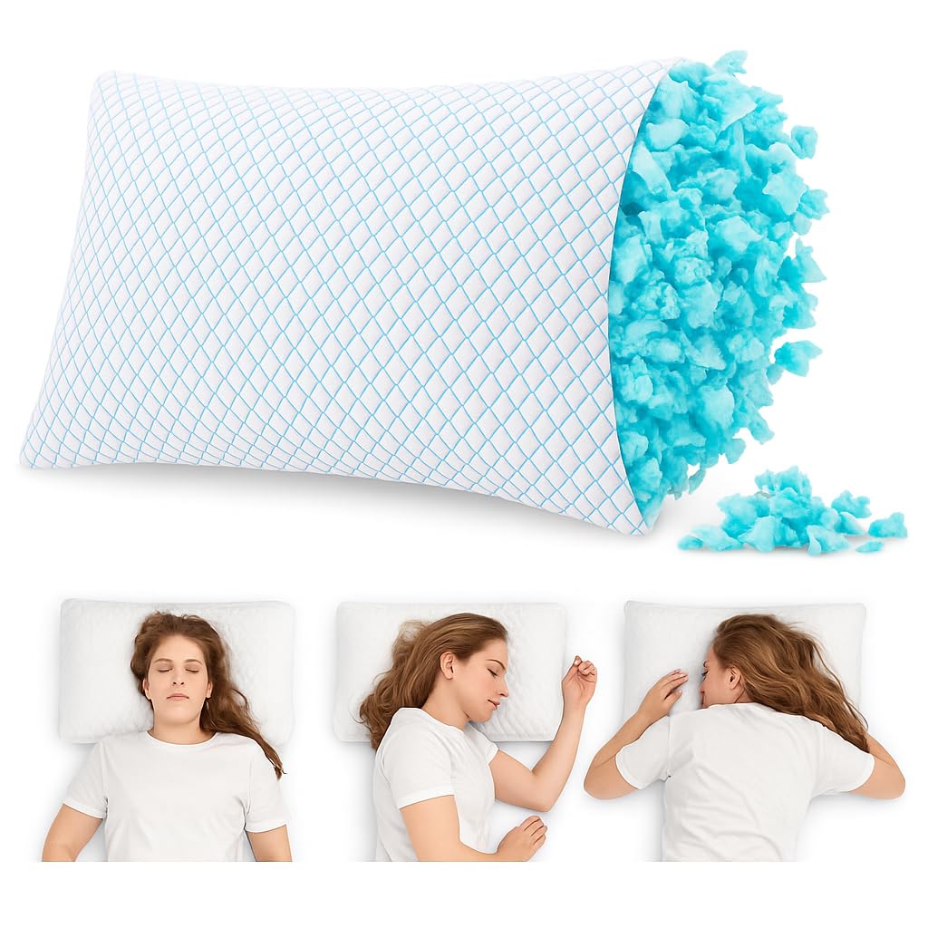 Memory Foam Kopfkissen ergonomisch & kühlend - Orthopädisches Nackenkissen für Seiten-, Rücken- & Bauchschläfer mit anpa