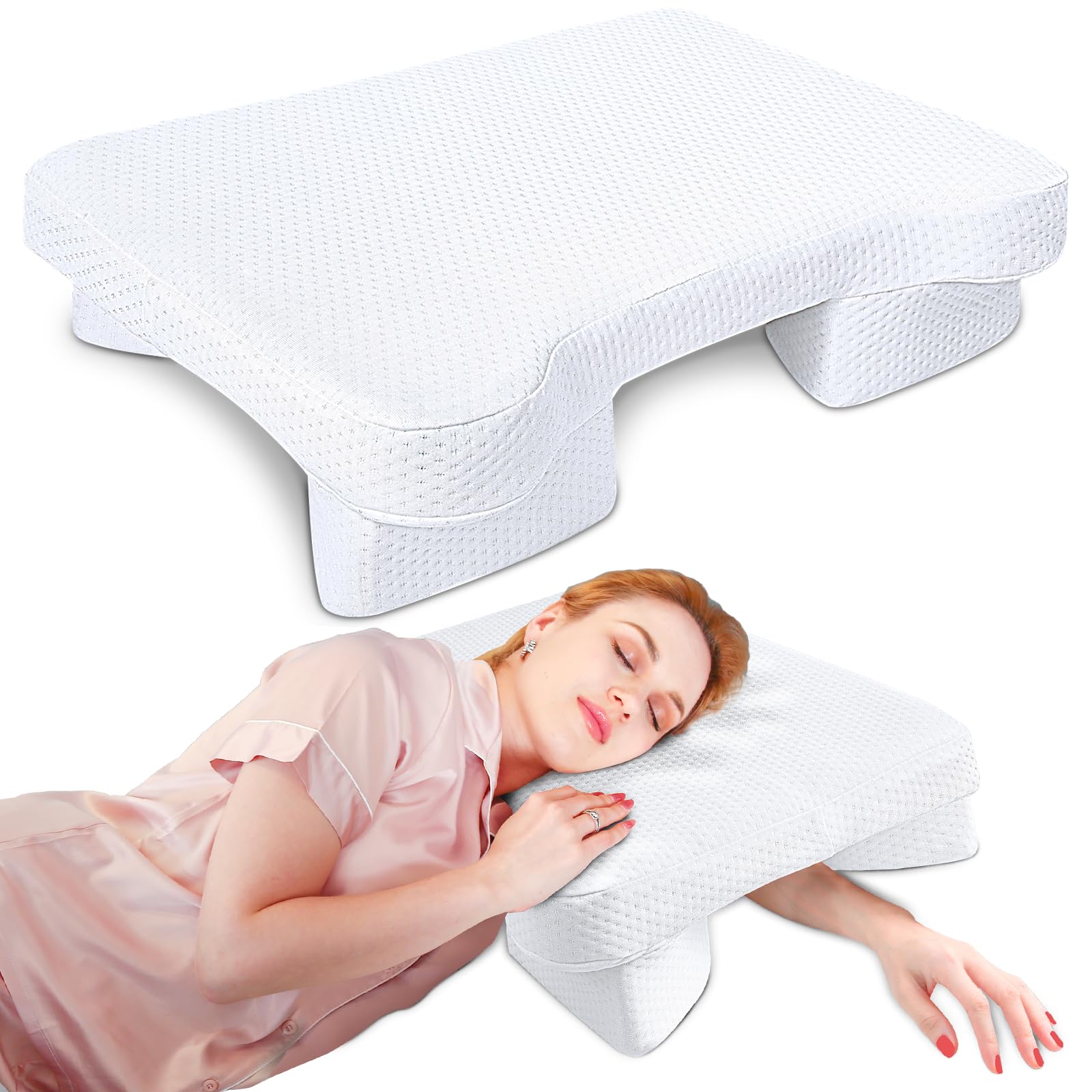 SAHEYER Ergonomisches Seitenschläferkissen mit Armloch – Memory Foam Nackenkissen für Nacken- und Schulterschmerzen, ide